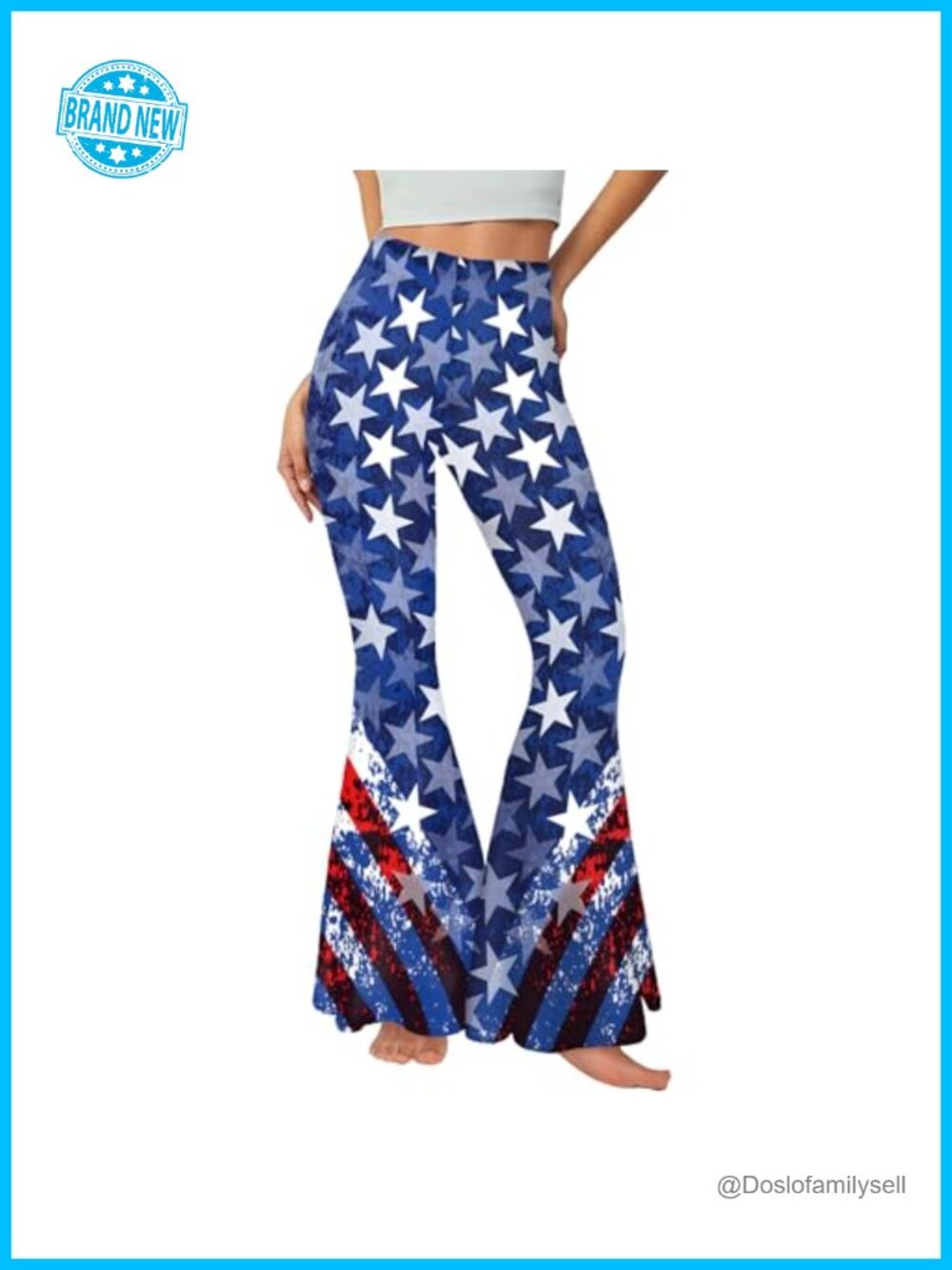Women's Flare Leg Bell Bottom Leggings Stretch High Waist Patriotic Yoga Pants